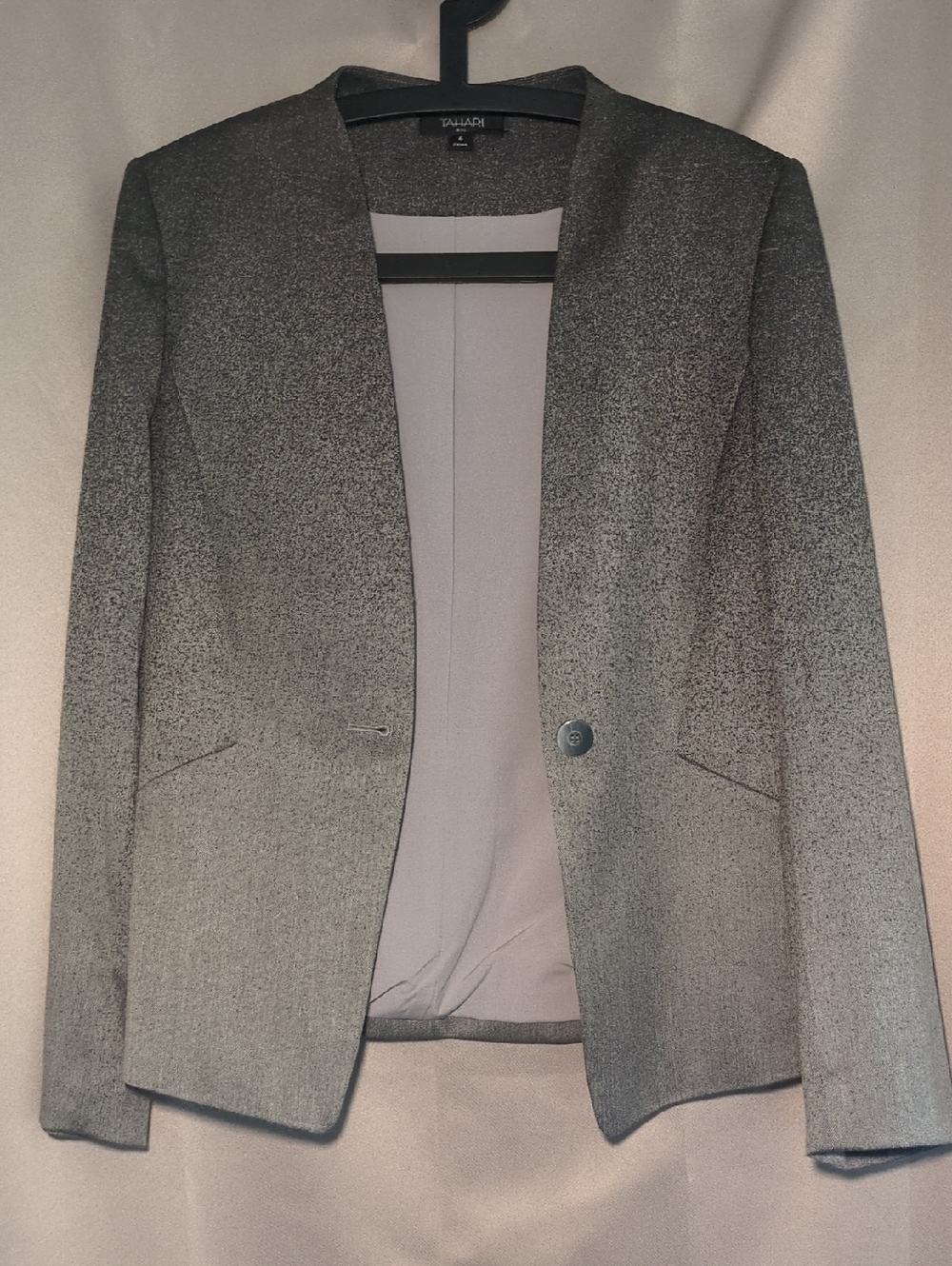 Tahari Silver Speckled Single-Button Blazer